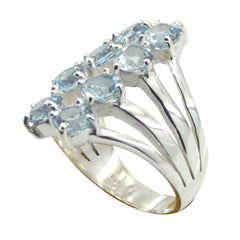 Luisa contemporary blue gemstone ring with multiple light blue stones set in silver band