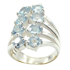 Luisa contemporary blue gemstone ring featuring multiple light blue stones set in silver band