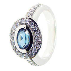 Pilar Contemporary Blue Halo Ring with Gemstones