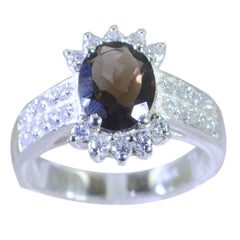 Angel Contemporary Brown Halo Ring with Sparkling Accents smoky quartz Brown