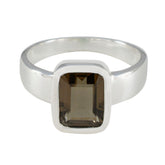 Stella Contemporary Brown Solitaire Ring Smoky Quartz Brown