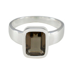 Stella Contemporary Brown Solitaire Ring Smoky Quartz Brown