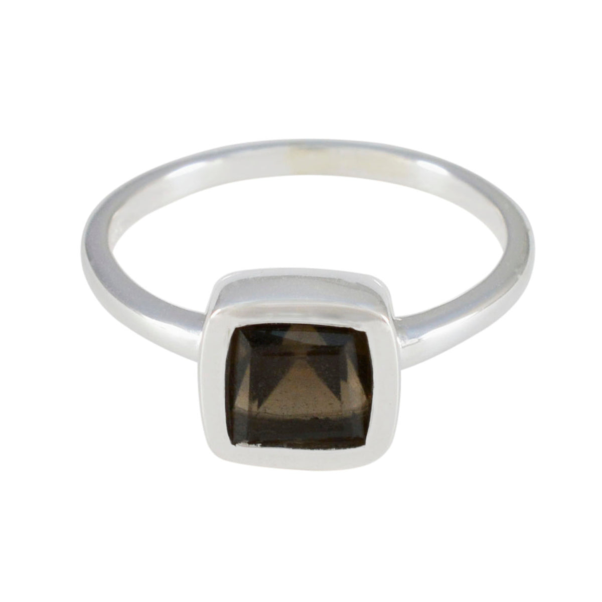 Aiko Contemporary Brown Solitaire Ring Smoky Quartz Brown