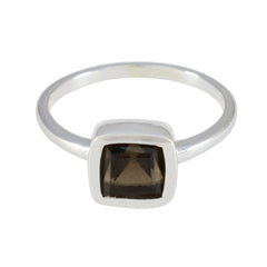 Aiko Contemporary Brown Solitaire Ring Smoky Quartz Brown