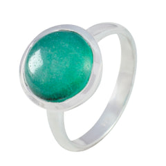 Ines Contemporary Green Solitaire Ring in Silver