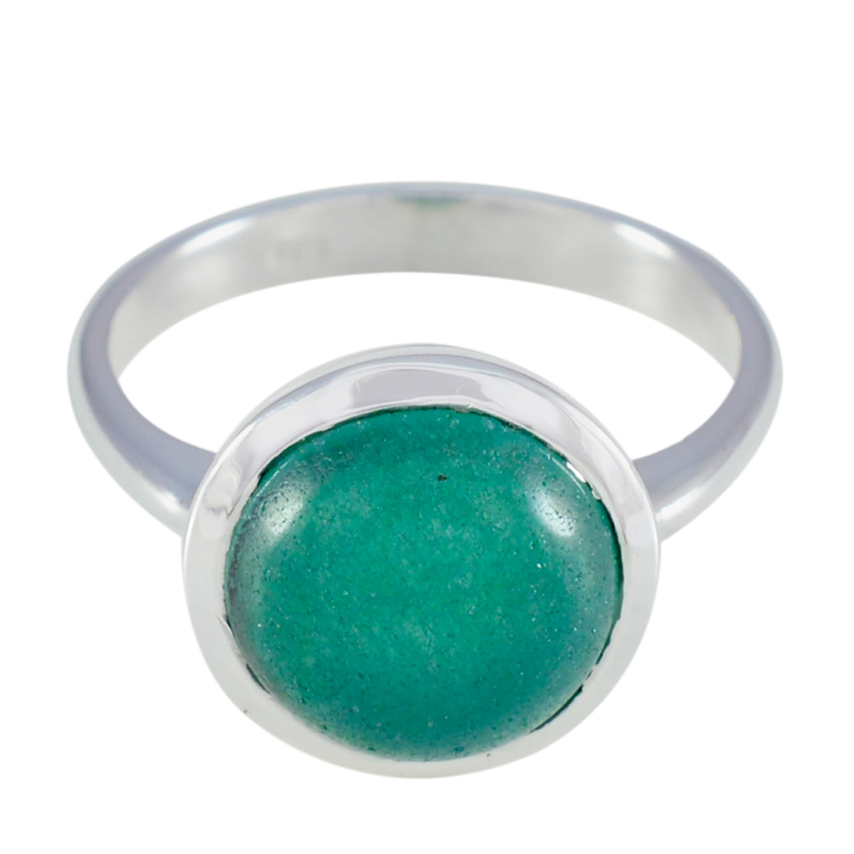 Ines Contemporary Green Solitaire Ring in Silver Indian Emerald Green