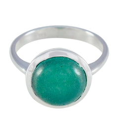 Ines Contemporary Green Solitaire Ring in Silver Indian Emerald Green
