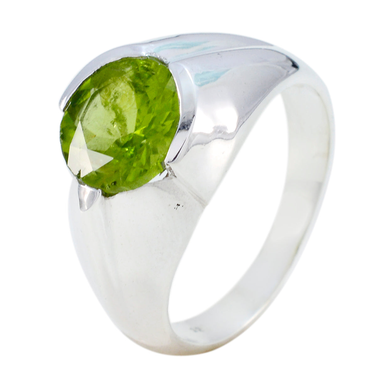 Dewi Contemporary Green Solitaire Ring Peridot Green