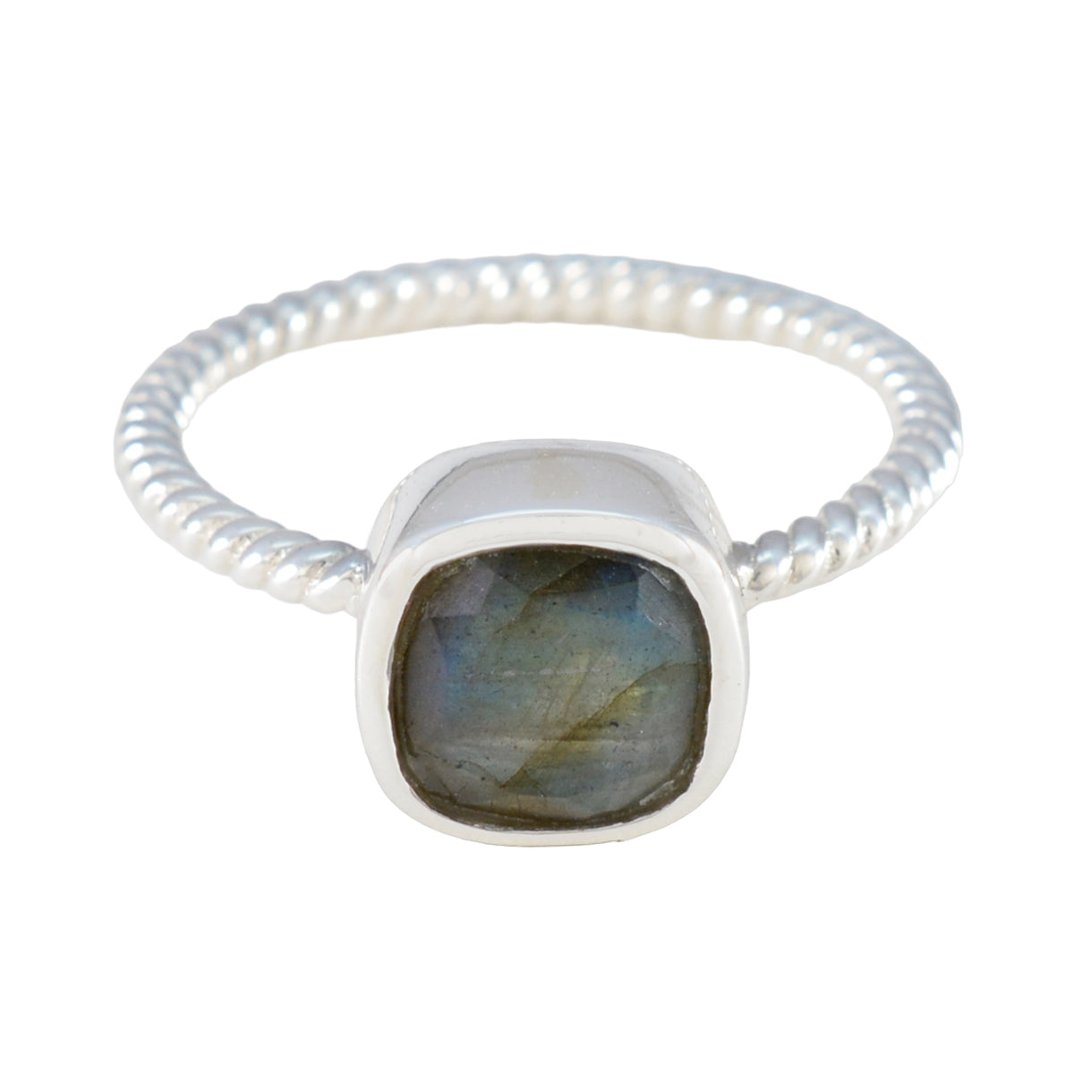 Haruka Contemporary Grey Solitaire Ring Labradorite Gray
