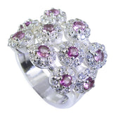 Noelia contemporary multicolor gemstone ring with multiple pink and clear stones set in silver band