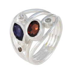 Lea contemporary multicolor gemstone ring with silver band and assorted gemstones in various colors
