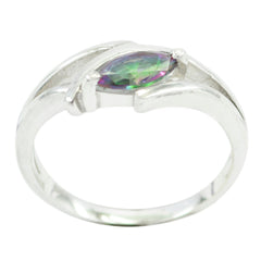 Haruka Contemporary Multicolor Solitaire Ring in Silver Mystic Quartz Multicolor