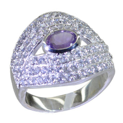 Maya Contemporary Purple Halo Ring with Gemstone Accents