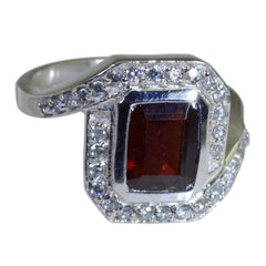 Micaela Contemporary Red Gemstone Ring with Silver Accent