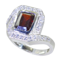 Micaela Contemporary Red Gemstone Ring with Silver Accent