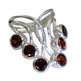 Ana Contemporary Red Gemstone Ring with Silver Design Garnet Red