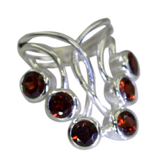 Ana Contemporary Red Gemstone Ring with Silver Design Garnet Red