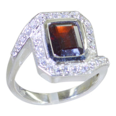 Micaela Contemporary Red Gemstone Ring with Silver Accent Garnet Red