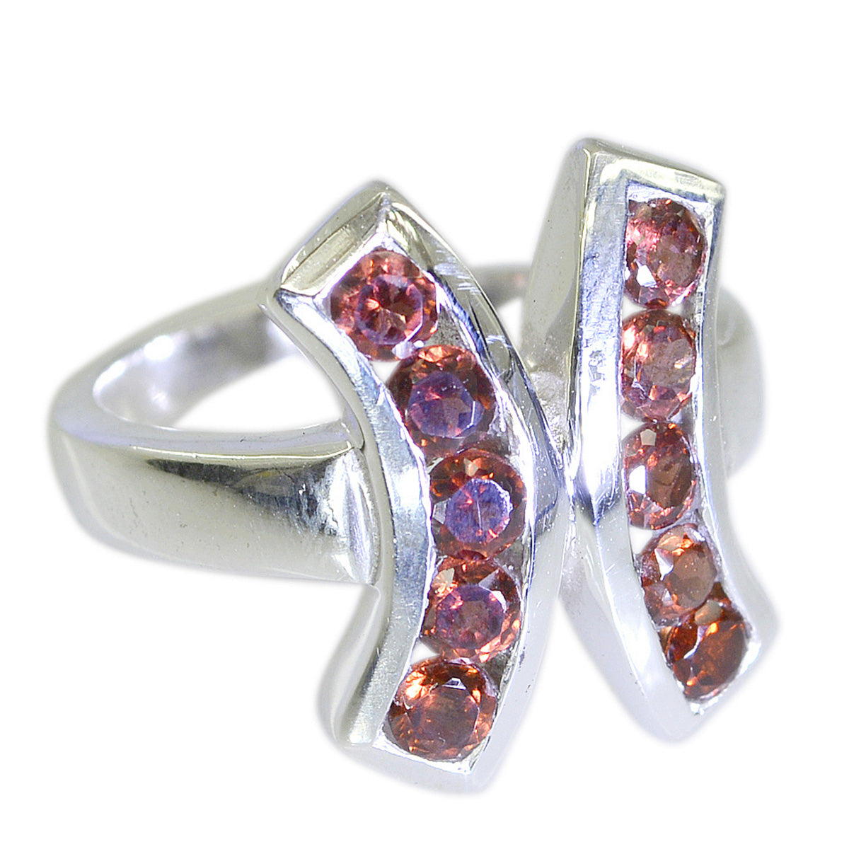 Angeles Contemporary Red Gemstone Ring in Sterling Silver Garnet Red