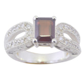 Agnes Contemporary Red Halo Ring with Silver Band Garnet Red