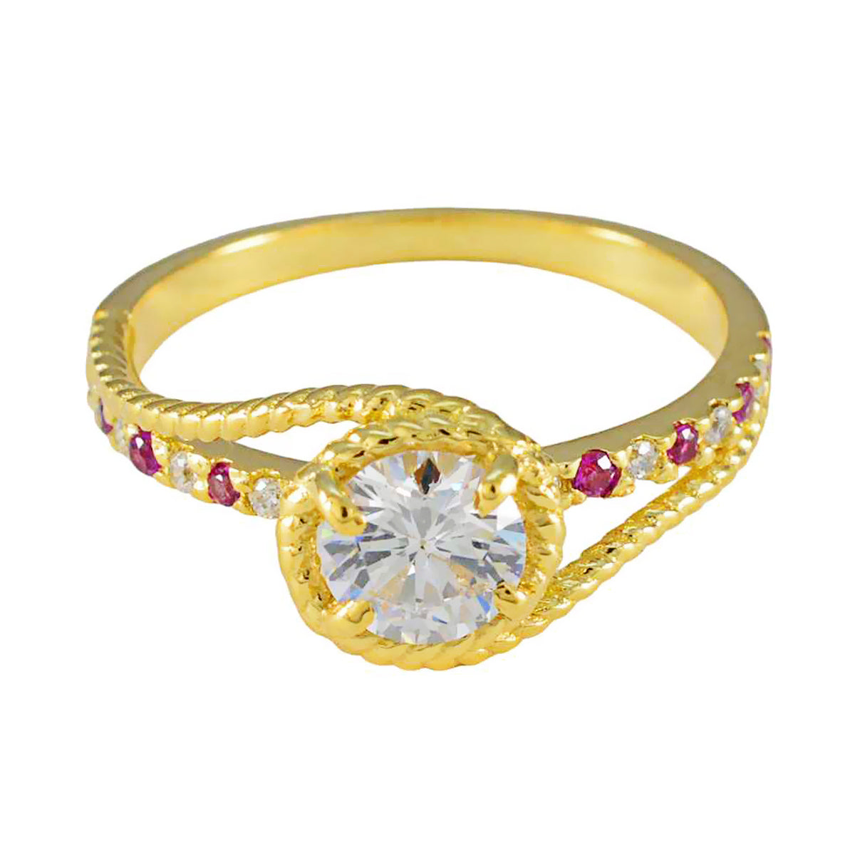 Joaquina Contemporary Red Halo Ring Ruby CZ Red