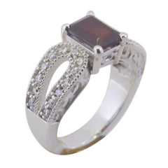 Agnes Contemporary Red Halo Ring with Silver Band