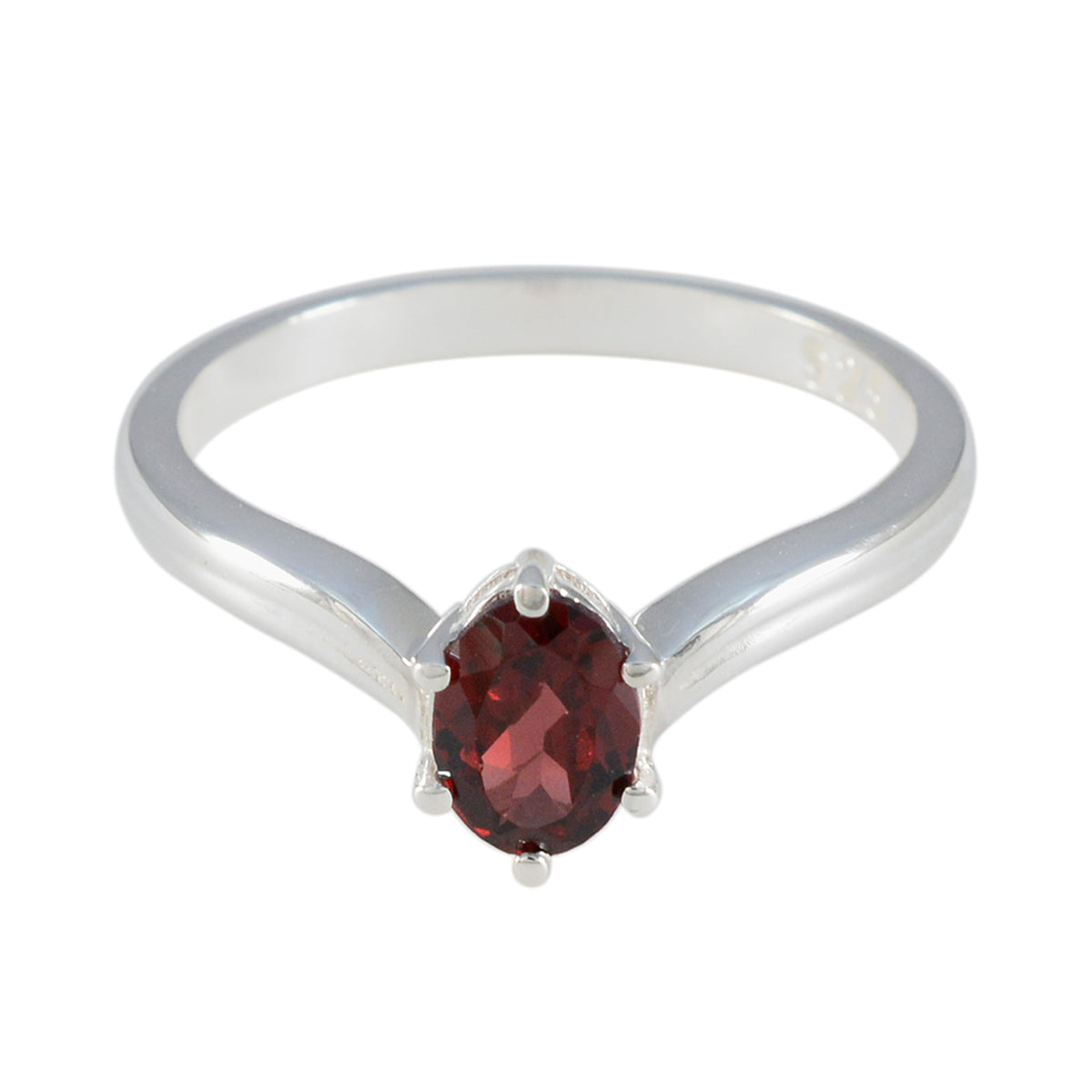 Wen Contemporary Red Solitaire Ring Garnet Red
