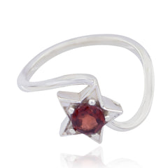 Nora Contemporary Red Solitaire Ring Garnet Red