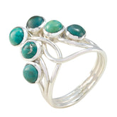 Lara silver ring featuring multiple stones in blue hues as a contemporary turquoise ring design