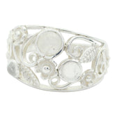 Aurora contemporary white gemstone ring with floral and leaf design in silver setting