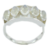 Araya contemporary white gemstone ring with five marquise-cut white gemstones set in silver band