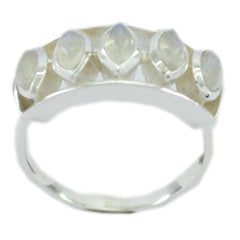Araya contemporary white gemstone ring with five marquise-cut white gemstones set in silver band