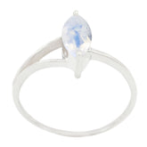 Maria Contemporary White Solitaire Ring Rainbow Moonstone White