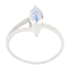 Maria Contemporary White Solitaire Ring Rainbow Moonstone White