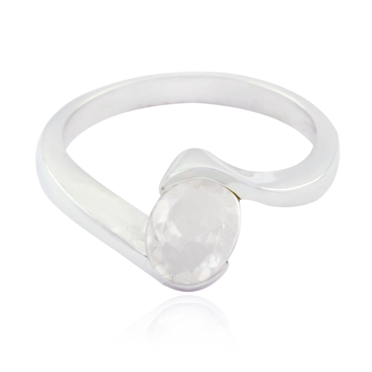 Natcha Contemporary White Solitaire Ring Crystal Quartz White