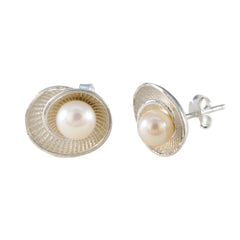 Amanda Dainty Solitaire Stud Earrings with Pearl Design