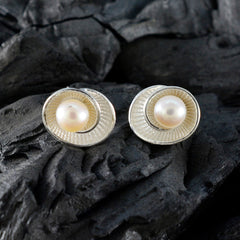 Amanda Dainty Solitaire Stud Earrings with Pearl Design