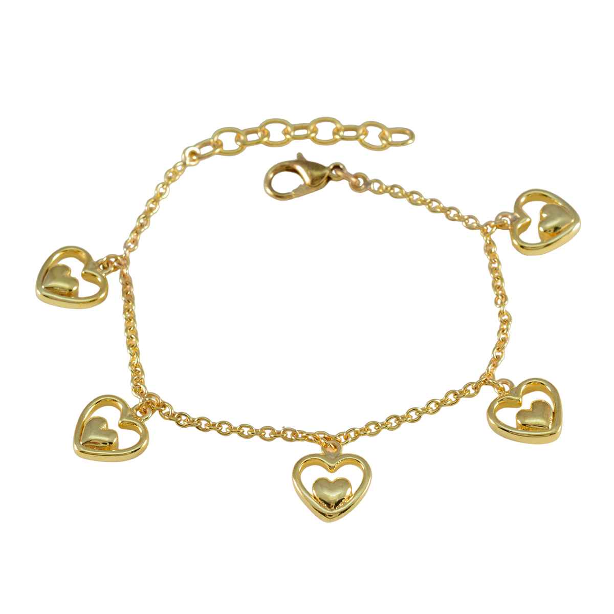 Riley Heart Charm Bracelet: Daughter's Day Jewelry Gift Plain yellow