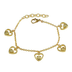 Riley Heart Charm Bracelet: Daughter's Day Jewelry Gift Plain yellow