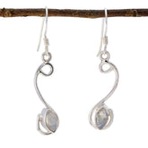Maria Delicate Dangle Earrings in Silver for Everyday Wear Rainbow Moonstone White Dangle