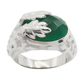 Dewi Leafy Green Solitaire Ring with Faceted Gemstone Green Onyx Green