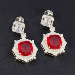 Dewi Red Stud Earrings for Glamorous Style