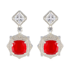 Dewi Red Stud Earrings for Glamorous Style Ruby CZ Red Stud