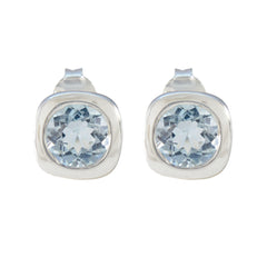 Kristine Elegant Blue Stud Earrings for Everyday Wear Blue Topaz Blue Stud