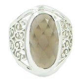 Elena Filigree Brown Ring - Elegant Fashion Jewelry smoky quartz Brown