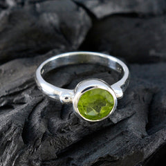 Elena Green Solitaire Ring with Sterling Silver Band
