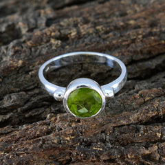 Elena Green Solitaire Ring with Sterling Silver Band