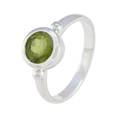 Elena Green Solitaire Ring with Sterling Silver Band