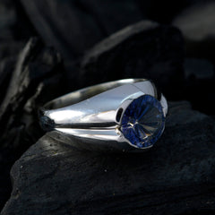 Elena Modern Solitaire Ring with Blue Gemstone Silver