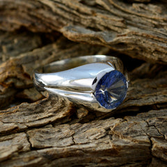 Elena Modern Solitaire Ring with Blue Gemstone Silver